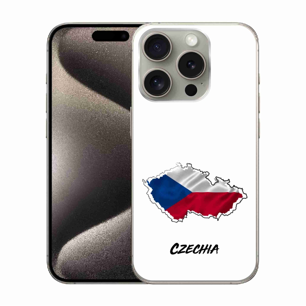 Gelový kryt mmCase na iPhone 15 Pro - Czechia bílé pozadí
