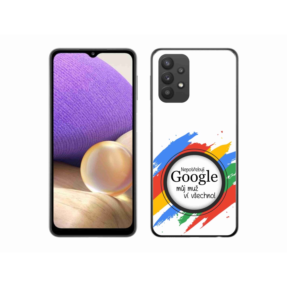 Gelový kryt mmCase na Samsung Galaxy A32 5G - muž ví všechno bílé pozadí