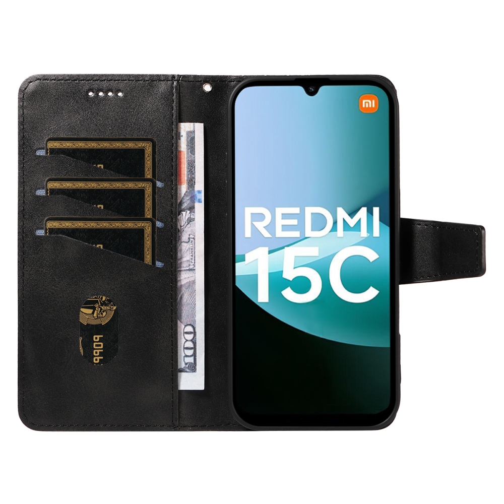 Grids knížkové pouzdro na Xiaomi Redmi 15C 4G/5G (173mm) - černé