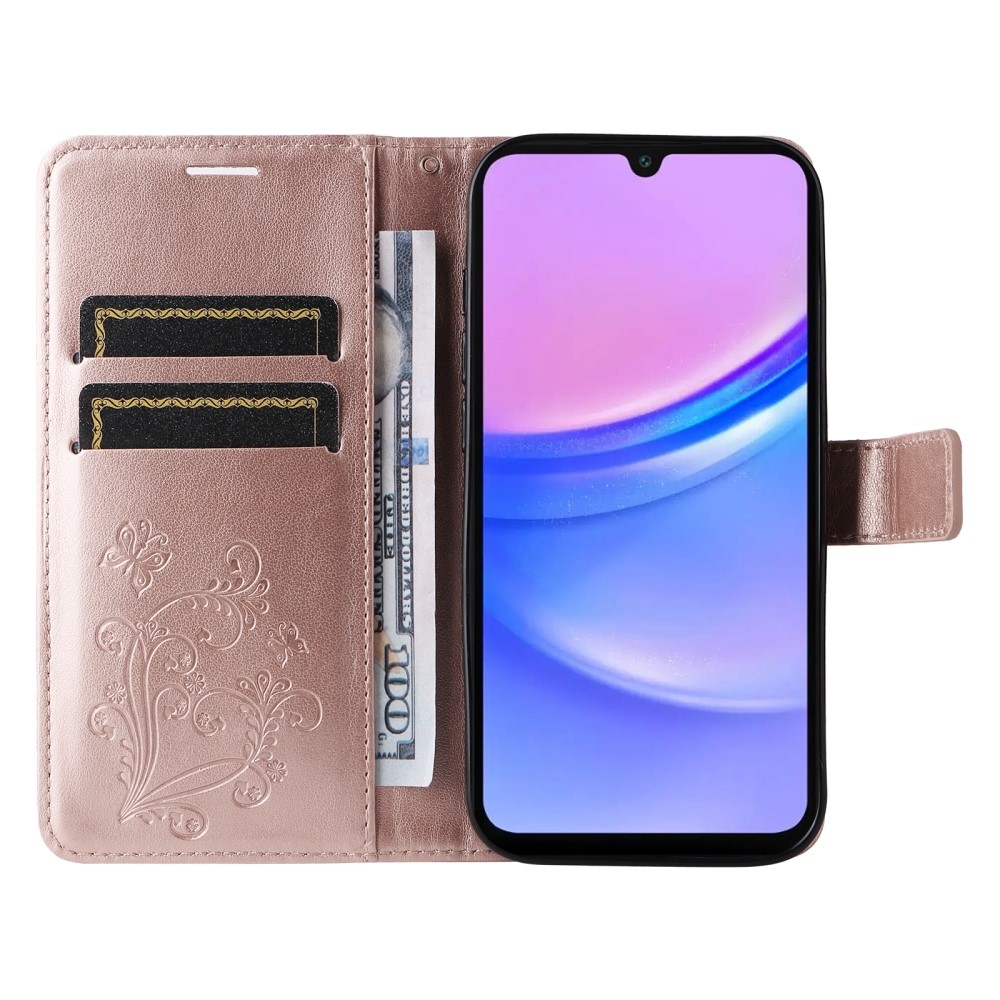 Big Butterfly knížkové pouzdro na Samsung Galaxy A16 4G/5G/A26 5G - růžovozlaté