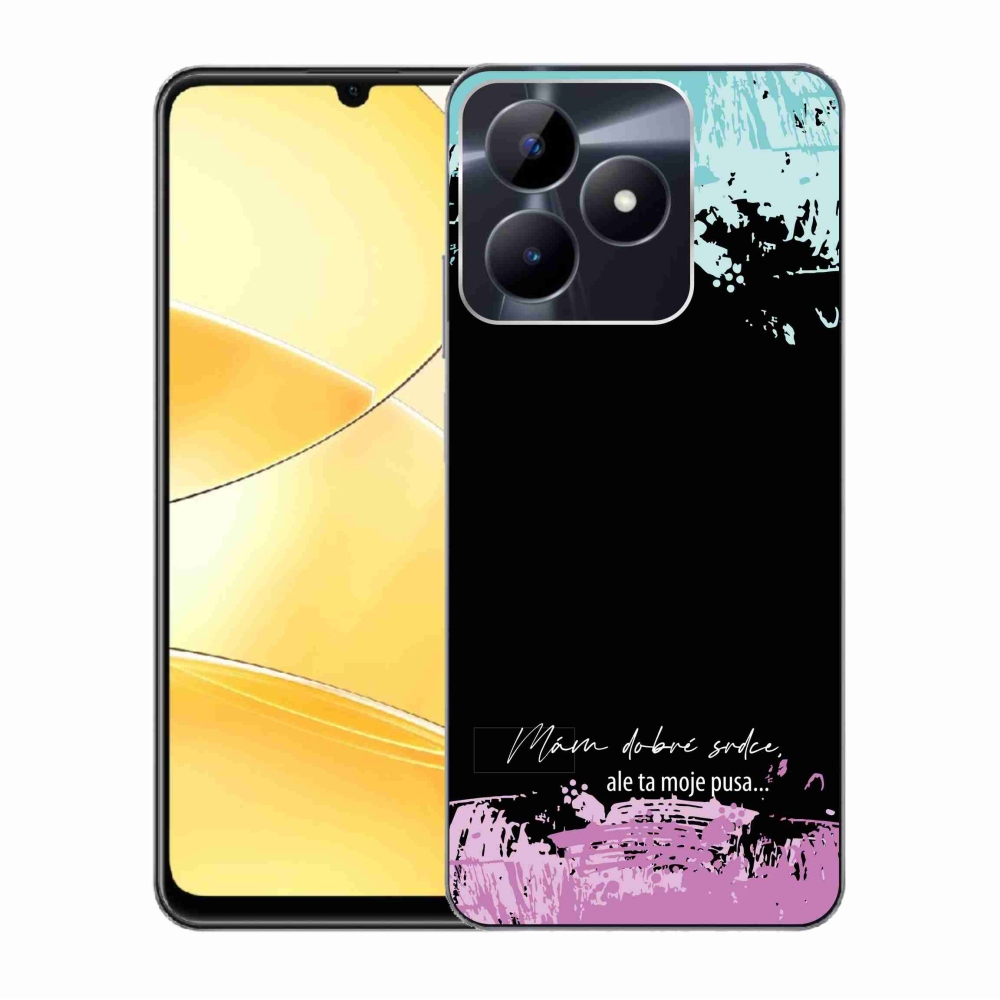 Gelový kryt mmCase na Realme C51/C53 - vtipný text 3 černé pozadí