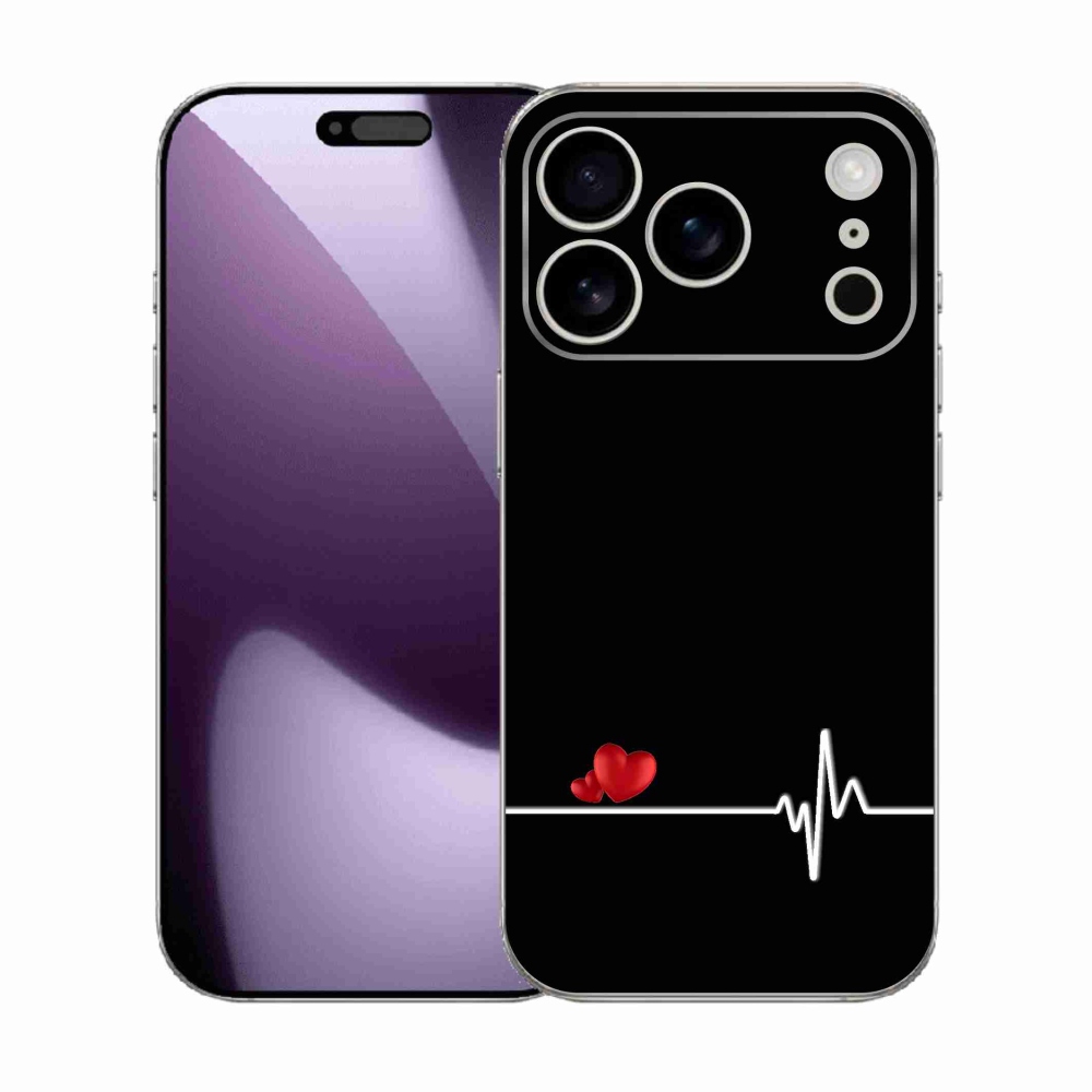 Gelový kryt mmCase na iPhone 17 Pro - srdce a tep černé pozadí