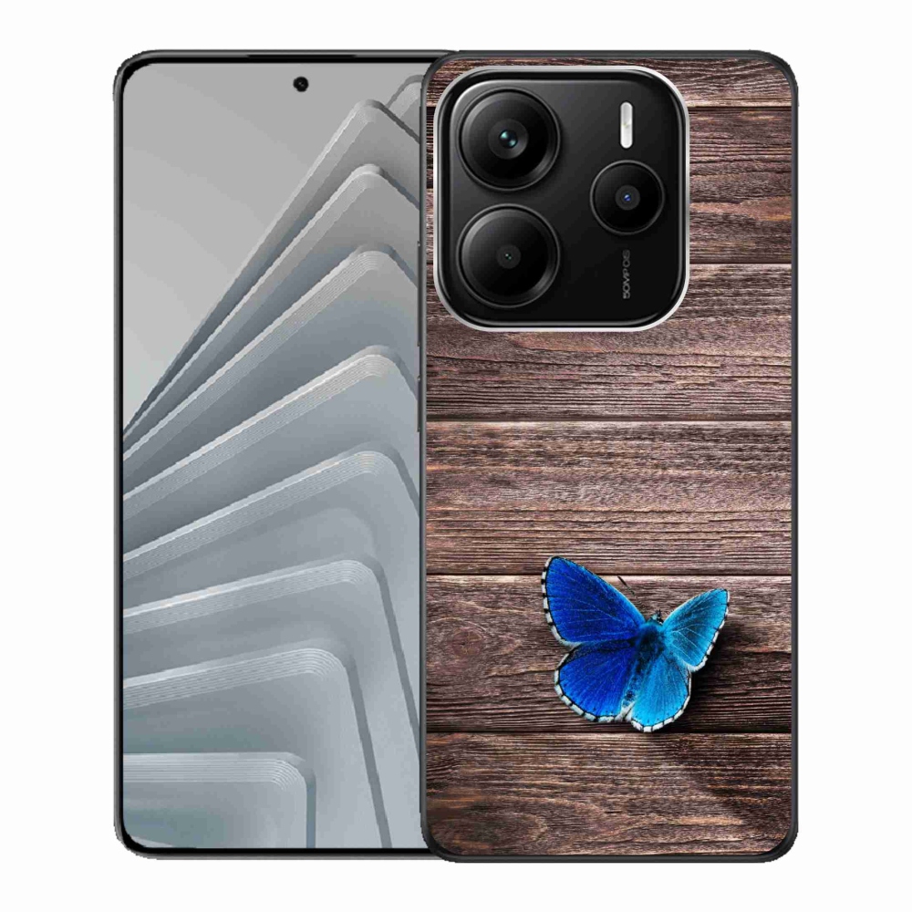 Gelový kryt mmCase na Xiaomi Redmi Note 14 5G - modrý motýl 1