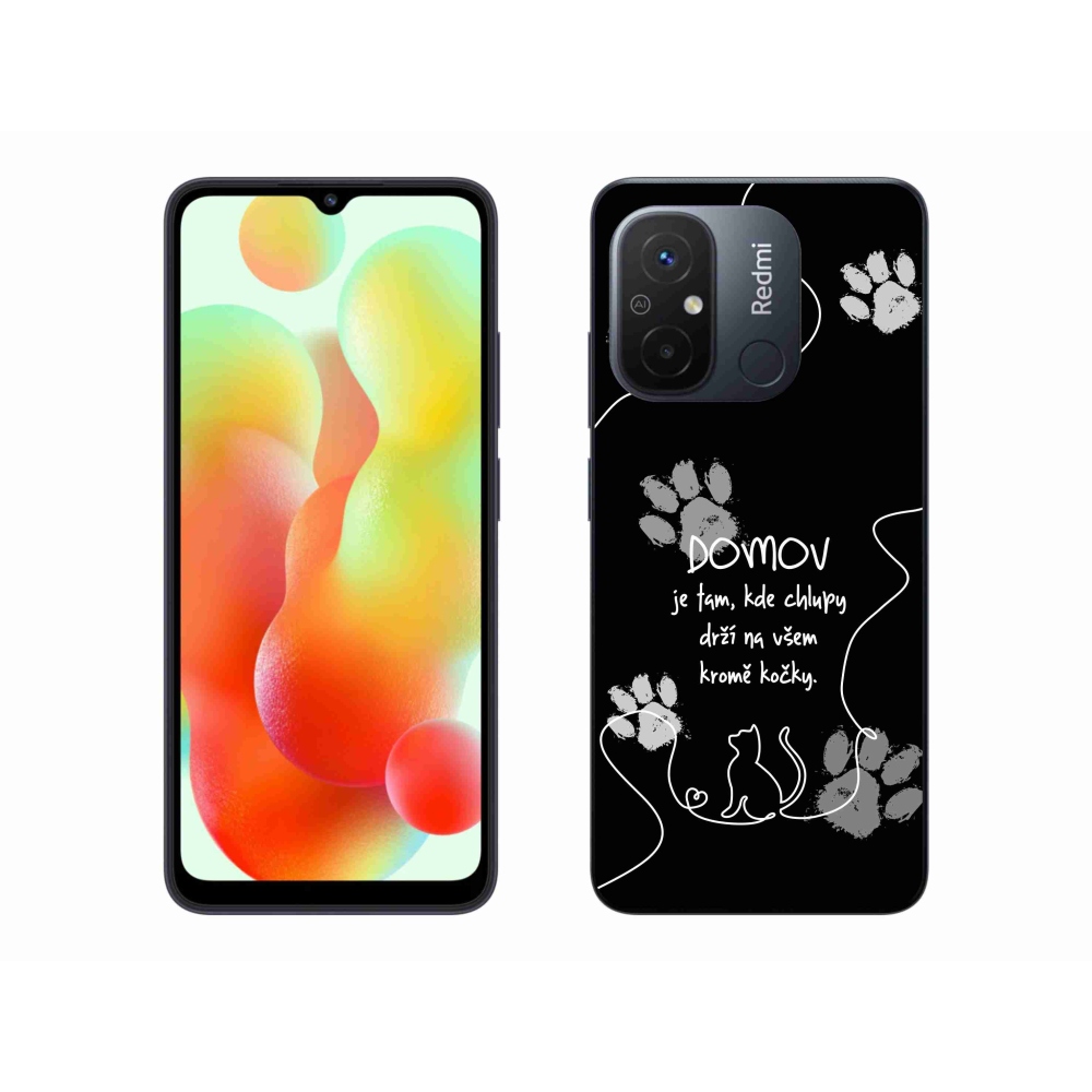 Gelový kryt mmCase na Xiaomi Redmi 12C - kočičí motiv černé pozadí