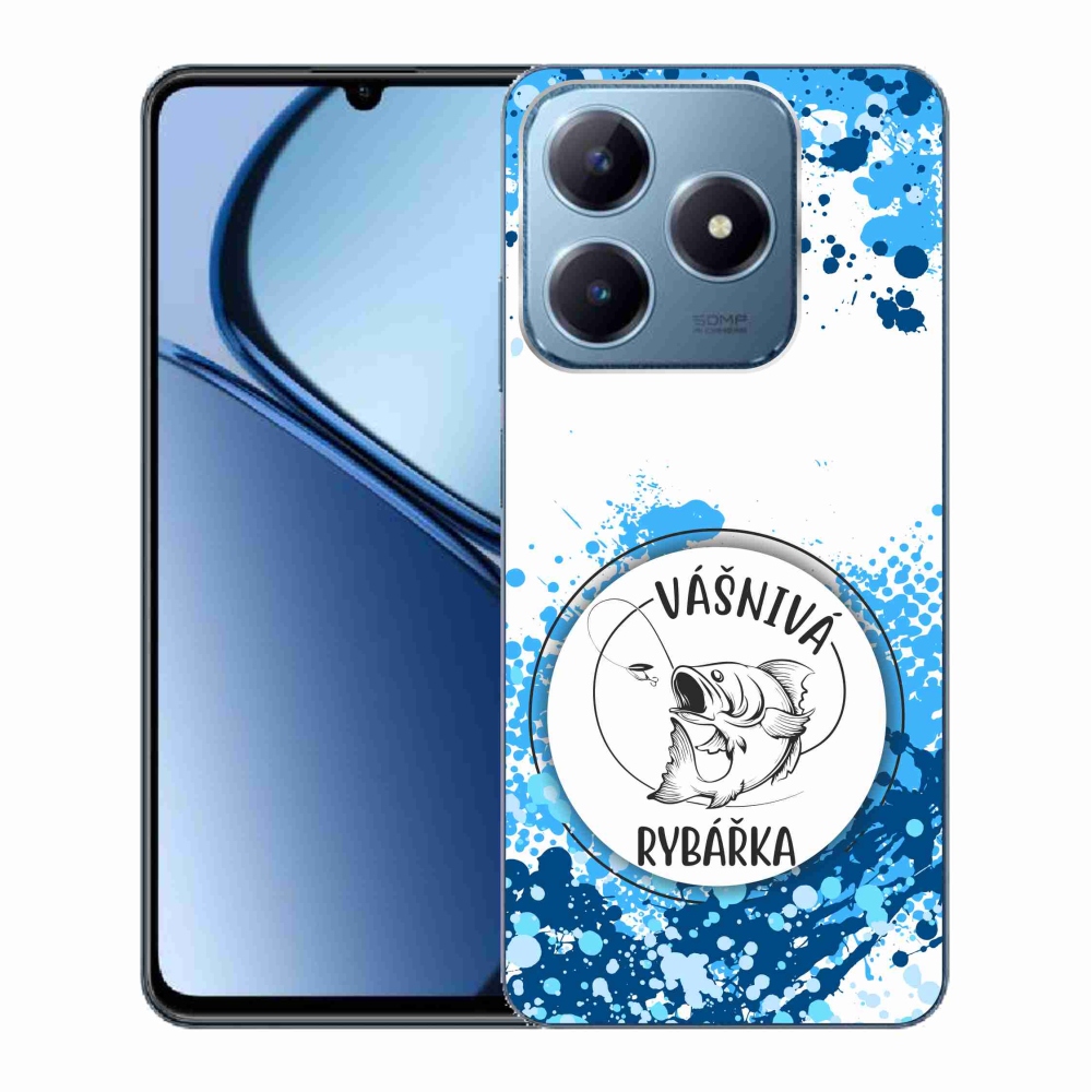 Gelový kryt mmCase na Realme C63 - vášnivá rybářka bílé pozadí