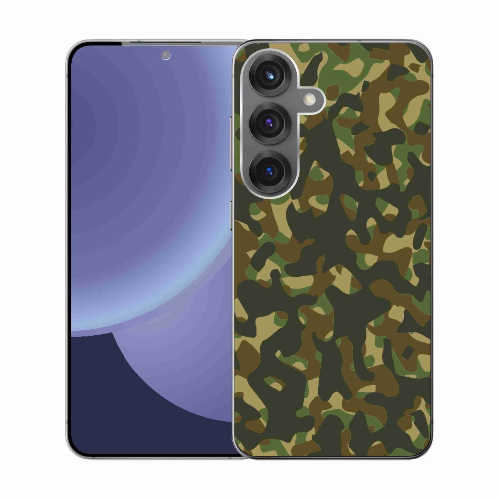 Gelový kryt mmCase na Samsung Galaxy S25 - maskáčový vzor 1