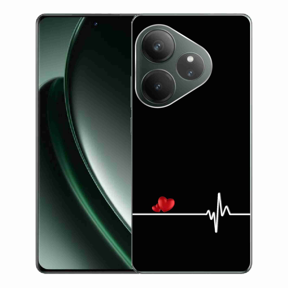 Gelový kryt mmCase na Realme GT 6 5G/GT 6T 5G - srdce a tep černé pozadí