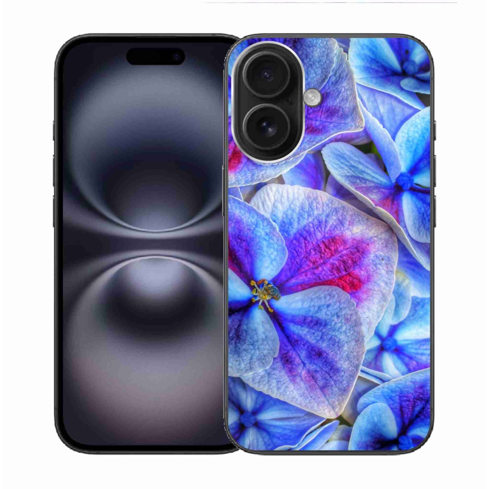 Gelový kryt mmCase na iPhone 16 - modré květy 1