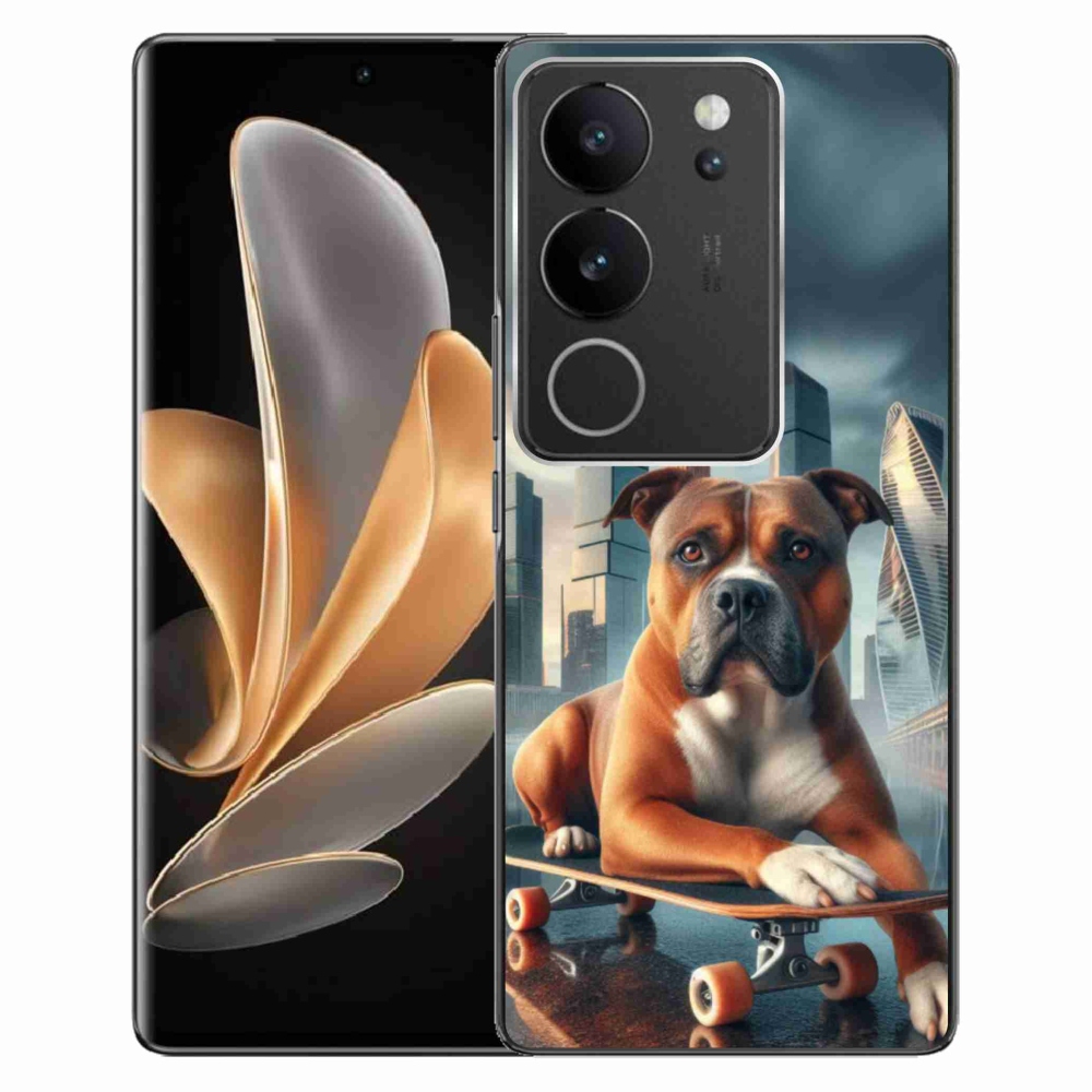 Gelový kryt mmCase na Vivo V29 5G - pes na skateboardu