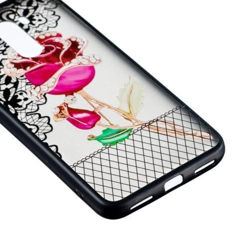 Lace gelový obal s plastovými zády pro Xiaomi Pocophone F1 - růže