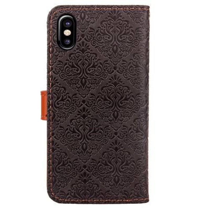 Lace PU kožené pouzdro se zapínáním na iPhone X - černé