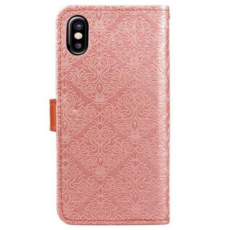Lace PU kožené pouzdro se zapínáním na iPhone X - růžové