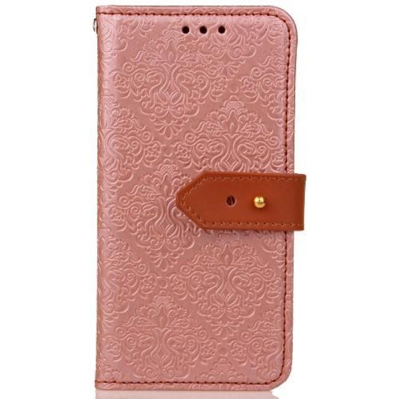 Lace PU kožené pouzdro se zapínáním na iPhone X - růžové