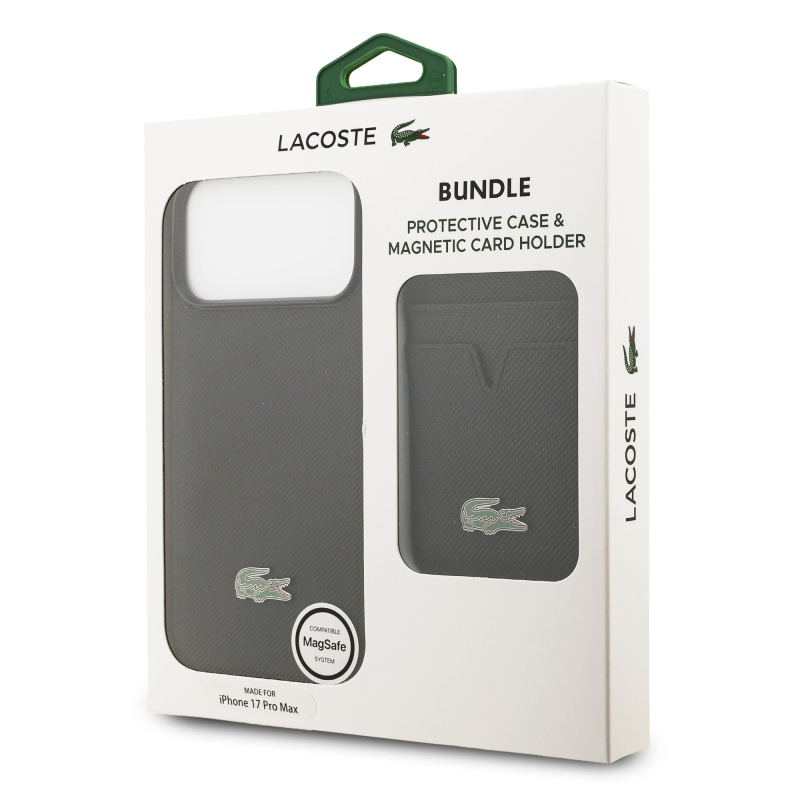 Lacoste Iconic Petit Pique MagSafe Zadní Kryt + Peněženka pro iPhone 17 Pro Max Black