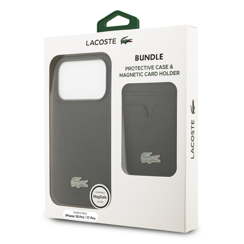 Lacoste Iconic Petit Pique MagSafe Zadní Kryt + Peněženka pro iPhone 18 Pro Black