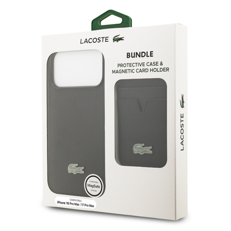 Lacoste Iconic Petit Pique MagSafe Zadní Kryt + Peněženka pro iPhone 18 Pro Max Black