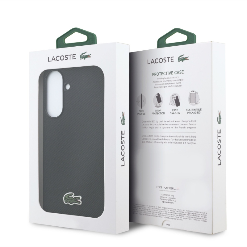 Lacoste Iconic Petit Pique Woven Logo MagSafe Zadní Kryt pro Samsung Galaxy A57 Black
