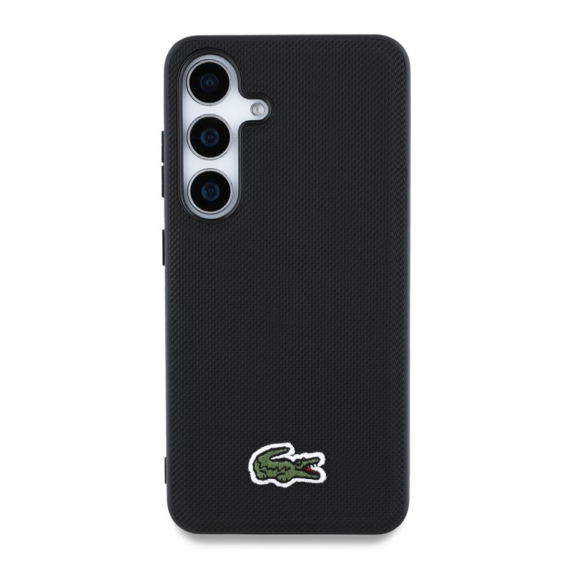 Lacoste Iconic Petit Pique Woven Logo MagSafe Zadní Kryt pro Samsung Galaxy S25 Black