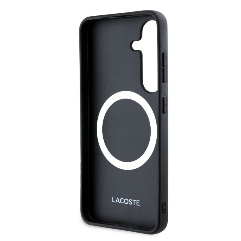 Lacoste Iconic Petit Pique Woven Logo MagSafe Zadní Kryt pro Samsung Galaxy S25 Black