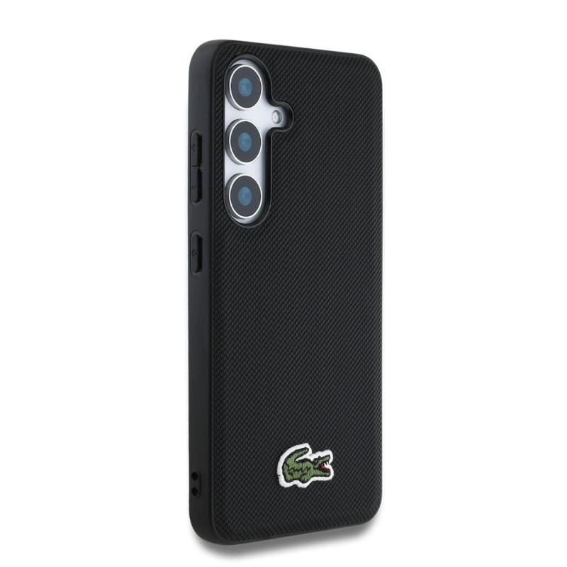 Lacoste Iconic Petit Pique Woven Logo MagSafe Zadní Kryt pro Samsung Galaxy S25 Black