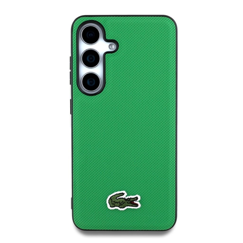 Lacoste Iconic Petit Pique Woven Logo MagSafe Zadní Kryt pro Samsung Galaxy S25 Green