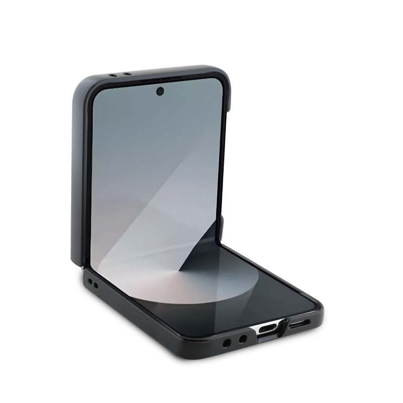 Lacoste Iconic Petit Pique Woven Logo MagSafe Zadní Kryt pro Samsung Galaxy Z Flip 6/7 FE Black