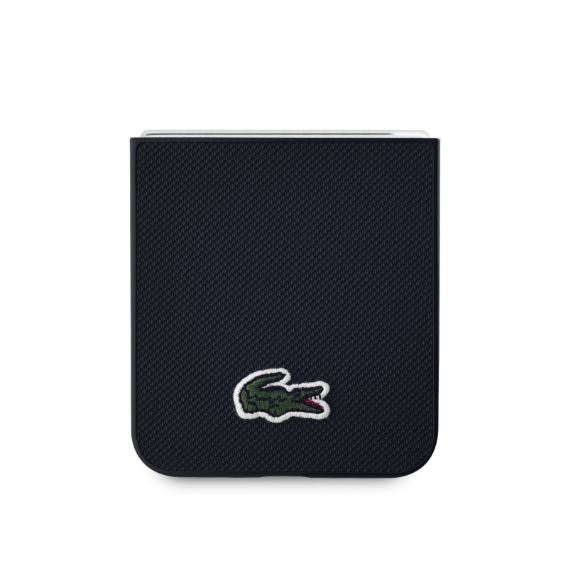 Lacoste Iconic Petit Pique Woven Logo MagSafe Zadní Kryt pro Samsung Galaxy Z Flip 6/7 FE Black