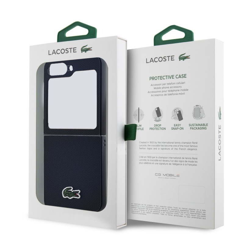Lacoste Iconic Petit Pique Woven Logo MagSafe Zadní Kryt pro Samsung Galaxy Z Flip 6/7 FE Black