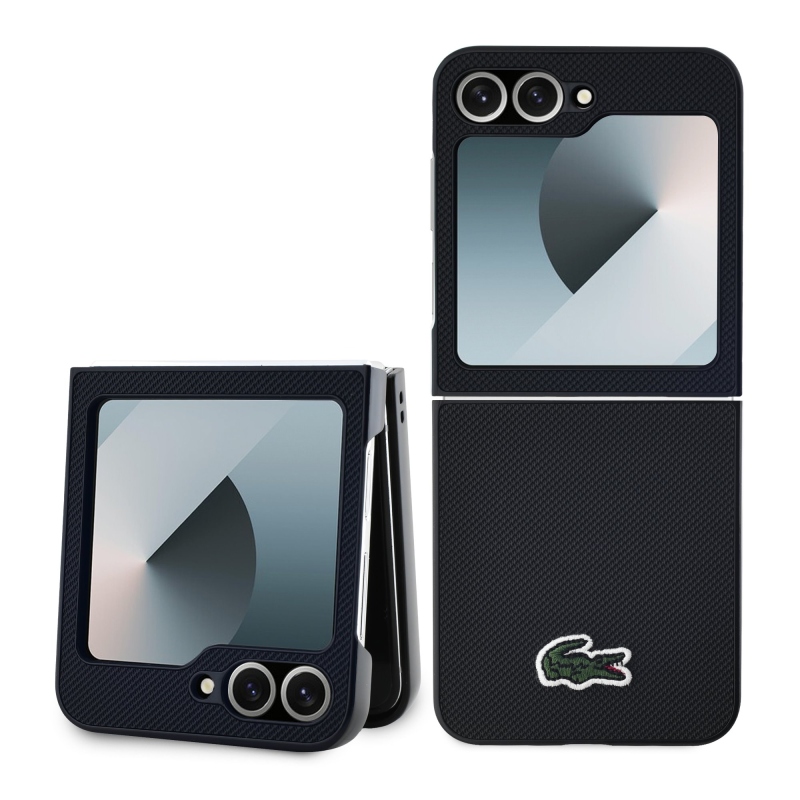 Lacoste Iconic Petit Pique Woven Logo MagSafe Zadní Kryt pro Samsung Galaxy Z Flip 6/7 FE Black
