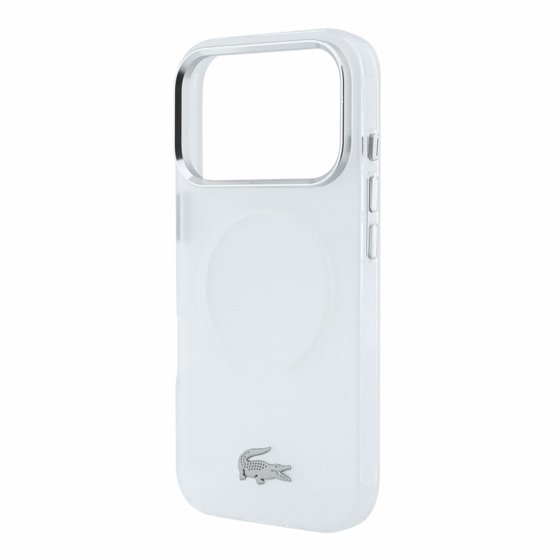 Lacoste IML Frosted Petit Pique Metal Logo MagSafe Zadní Kryt pro iPhone 18 Pro Max Transparent