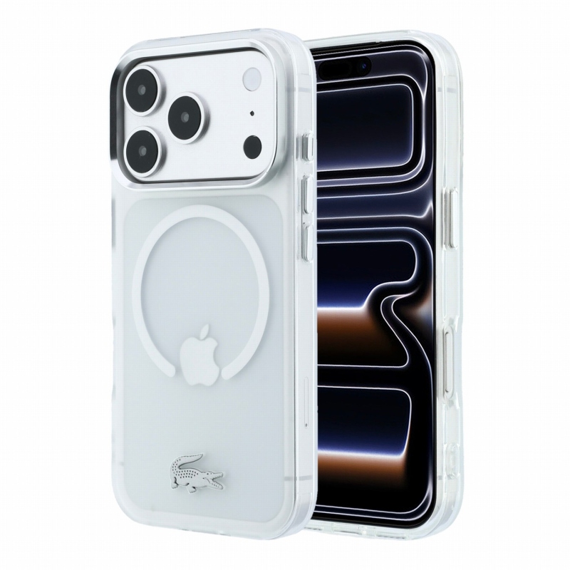 Lacoste IML Frosted Petit Pique Metal Logo MagSafe Zadní Kryt pro iPhone 18 Pro Max Transparent