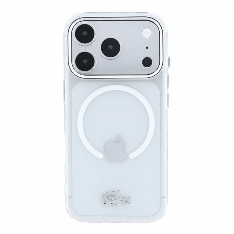 Lacoste IML Frosted Petit Pique Metal Logo MagSafe Zadní Kryt pro iPhone 18 Pro Max Transparent