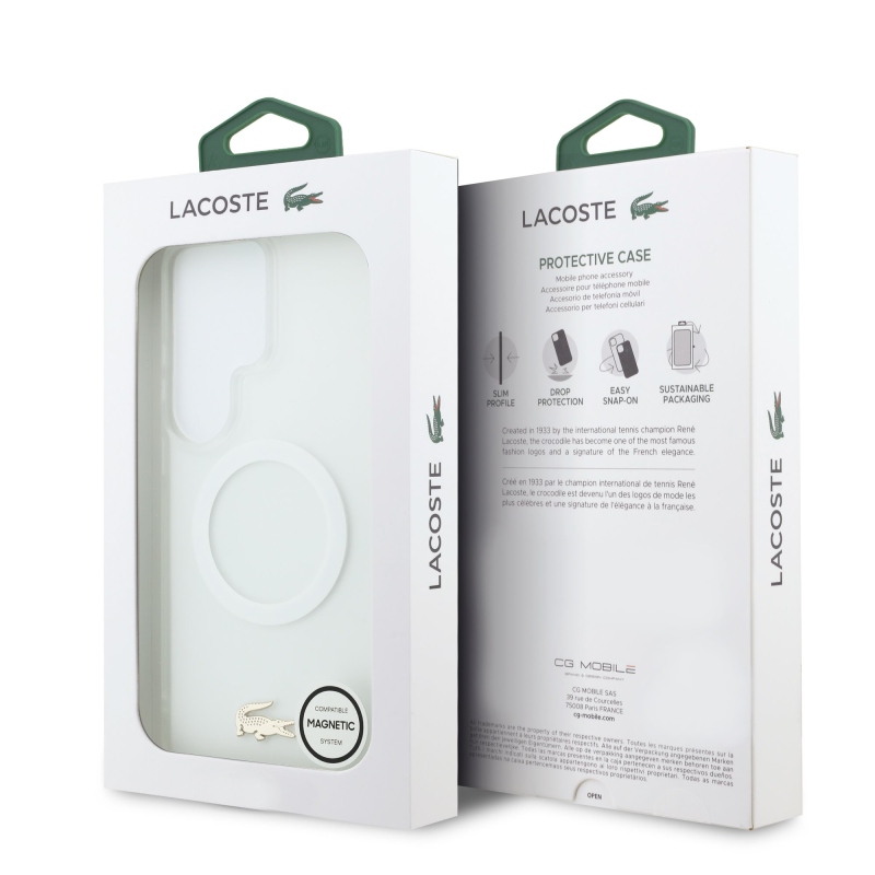 Lacoste PC/TPU Frosted Finish Gold Logo Magnetic Zadní Kryt pro Samsung Galaxy S26 Ultra White