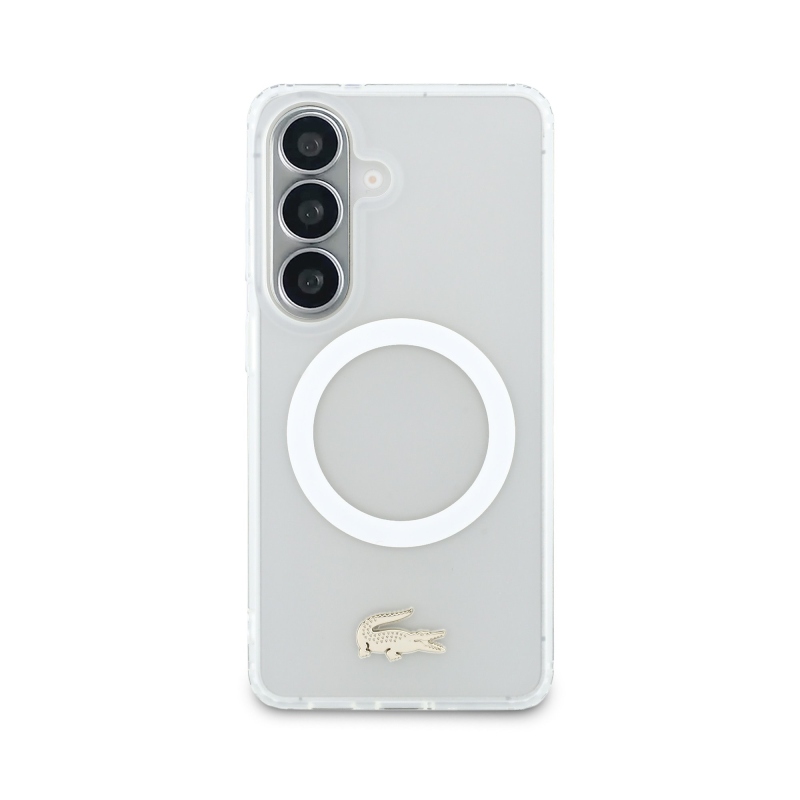 Lacoste PC/TPU Frosted Finish Gold Logo Magnetic Zadní Kryt pro Samsung Galaxy S26 White
