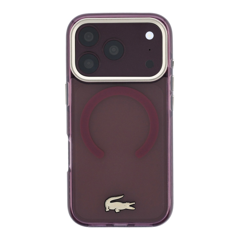 Lacoste PC/TPU Frosted Finish Gold Logo MagSafe Zadní Kryt pro iPhone 18 Pro Burgundy