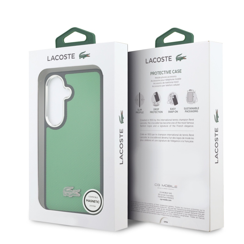 Lacoste Petit Pique Metal Logo Magnetic Zadní Kryt pro Samsung Galaxy S26+ Estragon Green