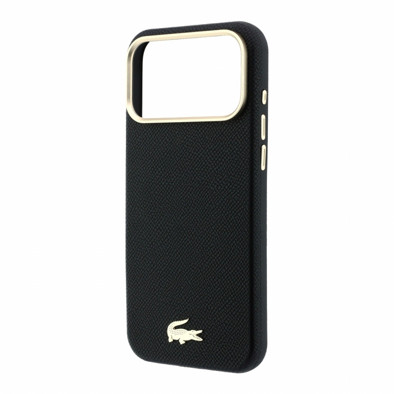 Lacoste PU Leather Champs Elysees Gold Logo MagSafe Zadní Kryt pro iPhone 18 Pro Black