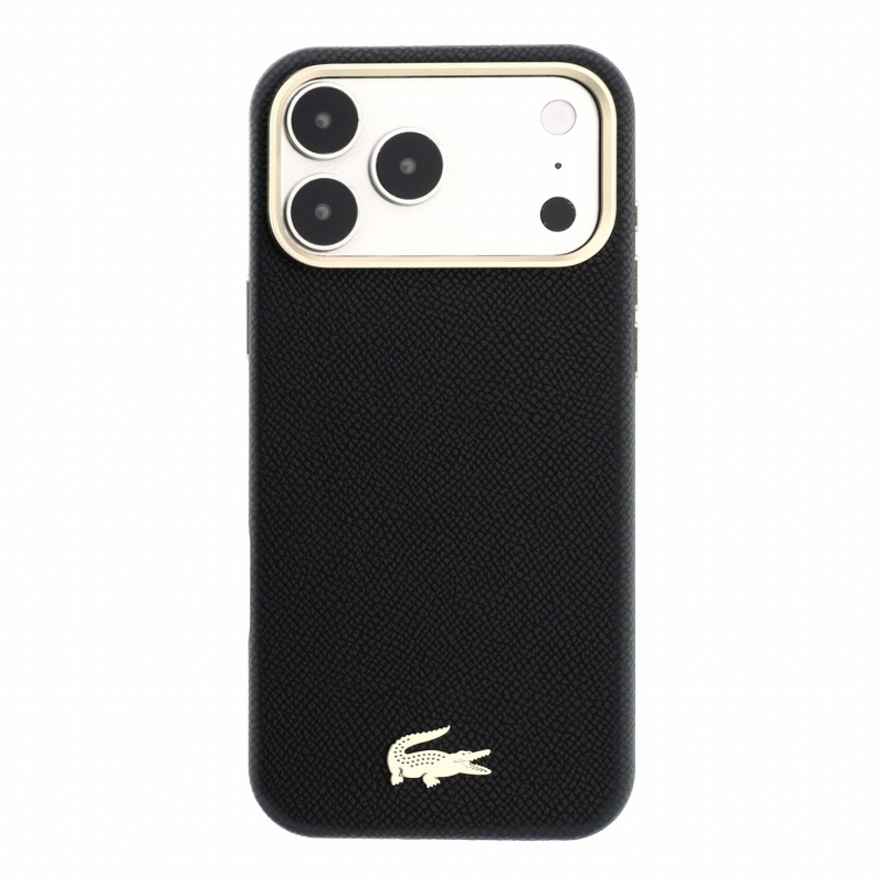 Lacoste PU Leather Champs Elysees Gold Logo MagSafe Zadní Kryt pro iPhone 18 Pro Max Black