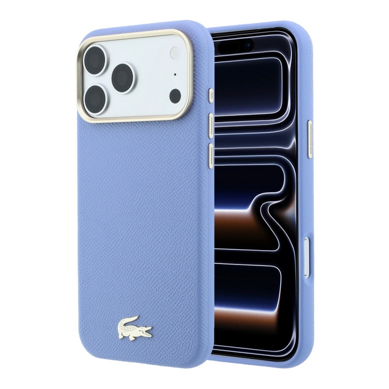 Lacoste PU Leather Champs Elysees Gold Logo MagSafe Zadní Kryt pro iPhone 18 Pro Max Blue