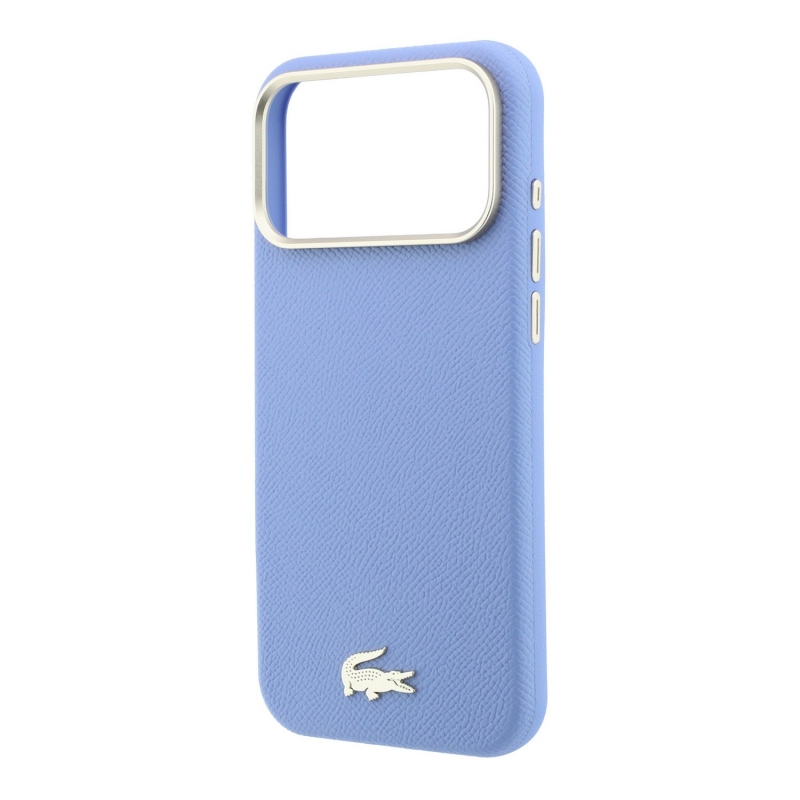 Lacoste PU Leather Champs Elysees Gold Logo MagSafe Zadní Kryt pro iPhone 18 Pro Max Blue