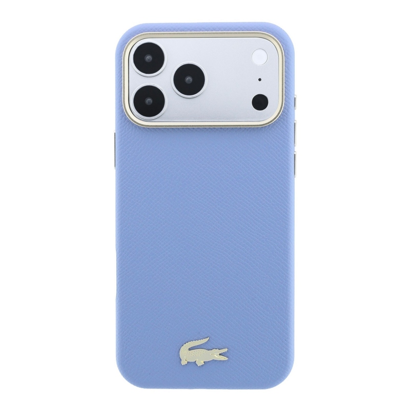Lacoste PU Leather Champs Elysees Gold Logo MagSafe Zadní Kryt pro iPhone 18 Pro Max Blue