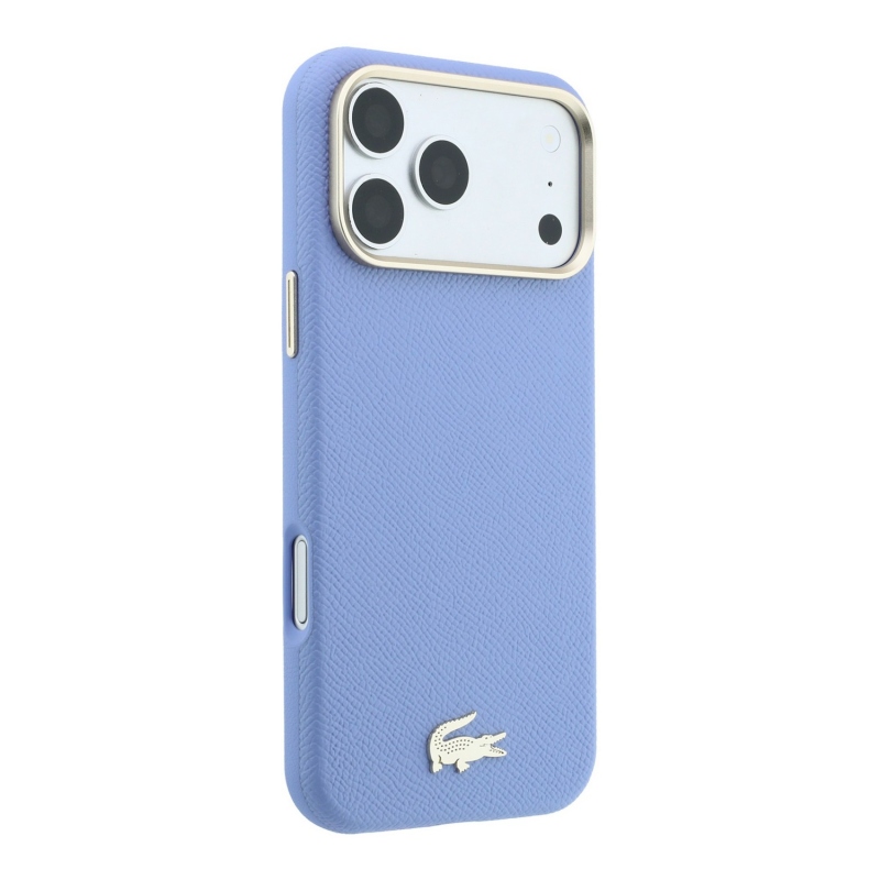 Lacoste PU Leather Champs Elysees Gold Logo MagSafe Zadní Kryt pro iPhone 18 Pro Max Blue