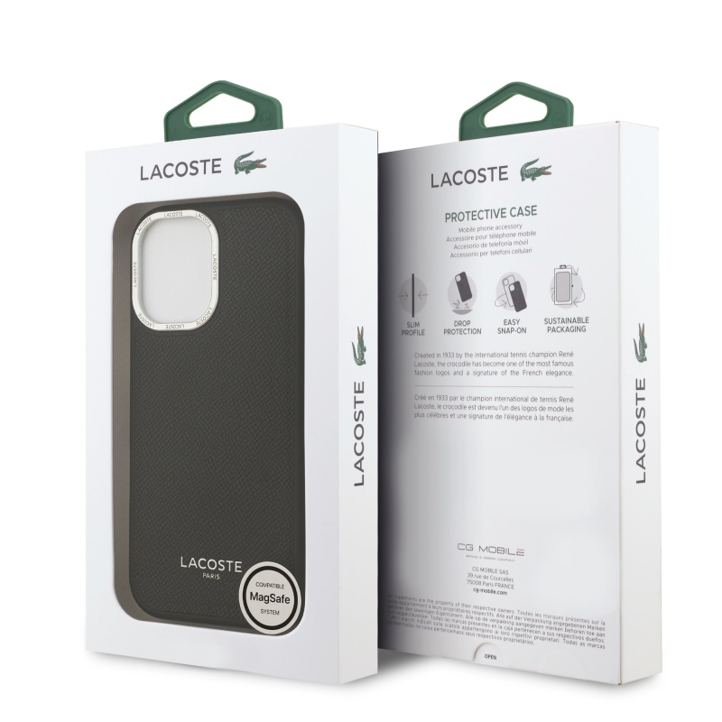 Lacoste PU Leather Champs Elysees MagSafe Zadní Kryt pro iPhone 17 Black