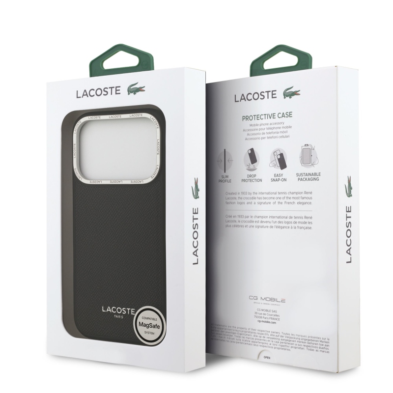 Lacoste PU Leather Champs Elysees MagSafe Zadní Kryt pro iPhone 17 Pro Black