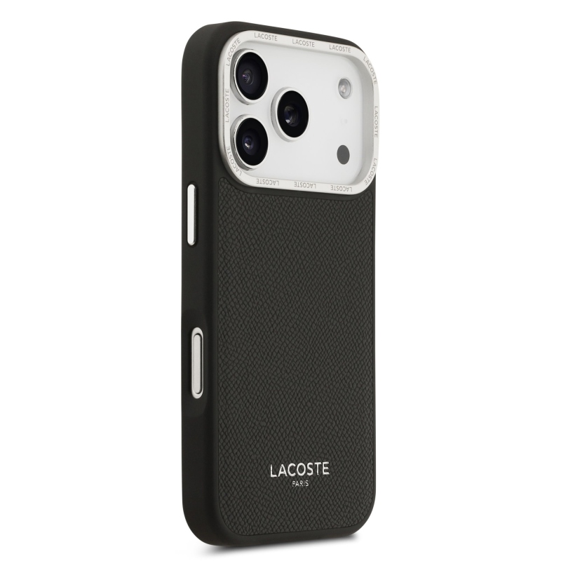 Lacoste PU Leather Champs Elysees MagSafe Zadní Kryt pro iPhone 17 Pro Black