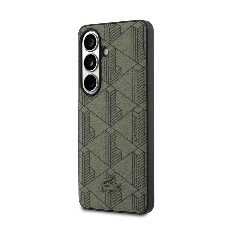 Lacoste PVC Blend Monogram Magnetic Zadní Kryt pro Samsung Galaxy S26 Khaki