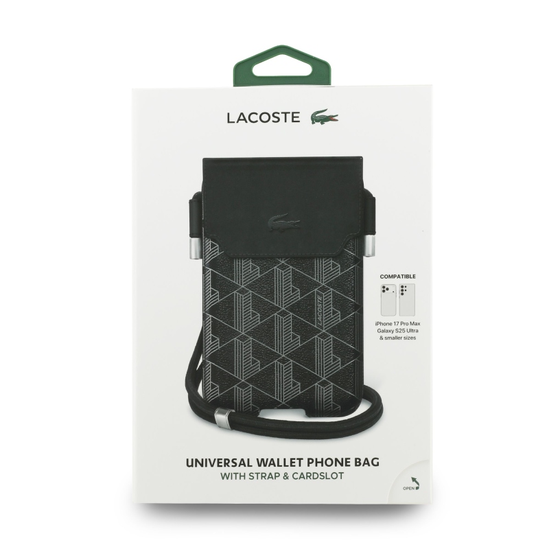 Lacoste PVC Blend Monogram Metal Logo Kapsa na Telefon XL Black