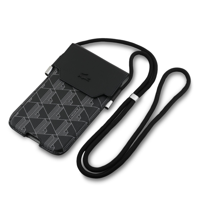 Lacoste PVC Blend Monogram Metal Logo Kapsa na Telefon XL Black