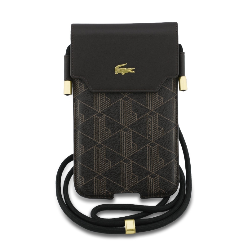 Lacoste PVC Blend Monogram Metal Logo Kapsa na Telefon XL Brown