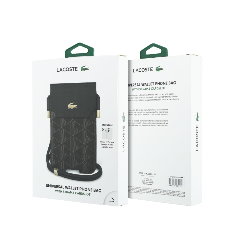 Lacoste PVC Blend Monogram Metal Logo Kapsa na Telefon XL Brown